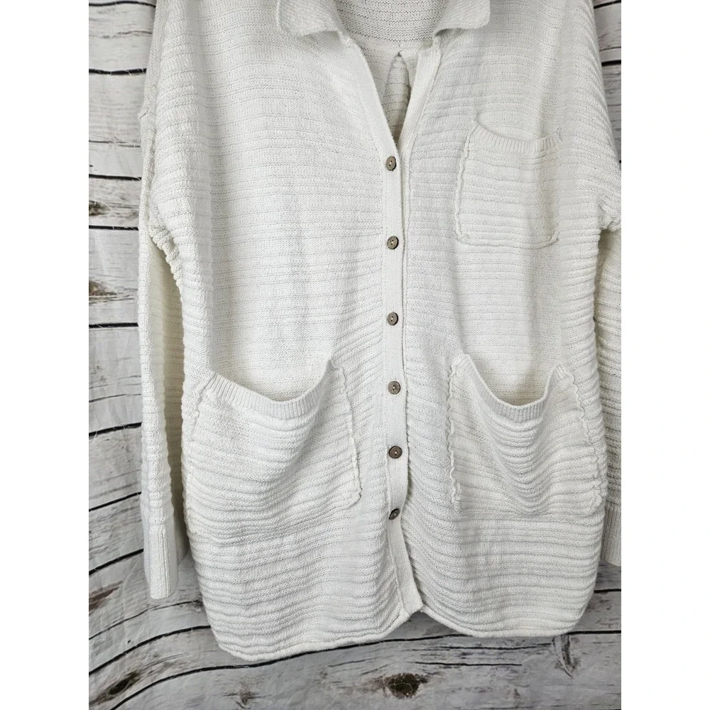 FP Beach Free People Day Dreaming Button Up Sweater Cardigan XL White Cream